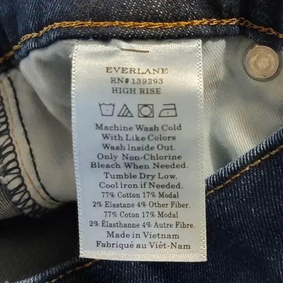 Everlane The Authentic Stretch High Rise Ankle Skinny Blue Denim Jean Size 24 - Picture 14 of 15